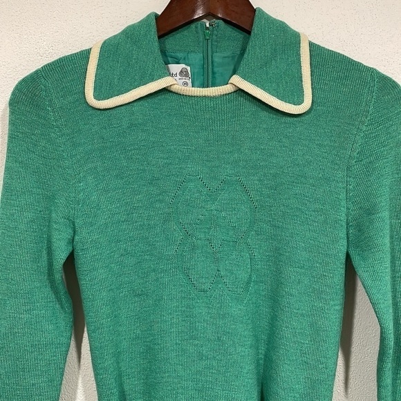 Vintage Wool Green Dress - Picture 3 of 11